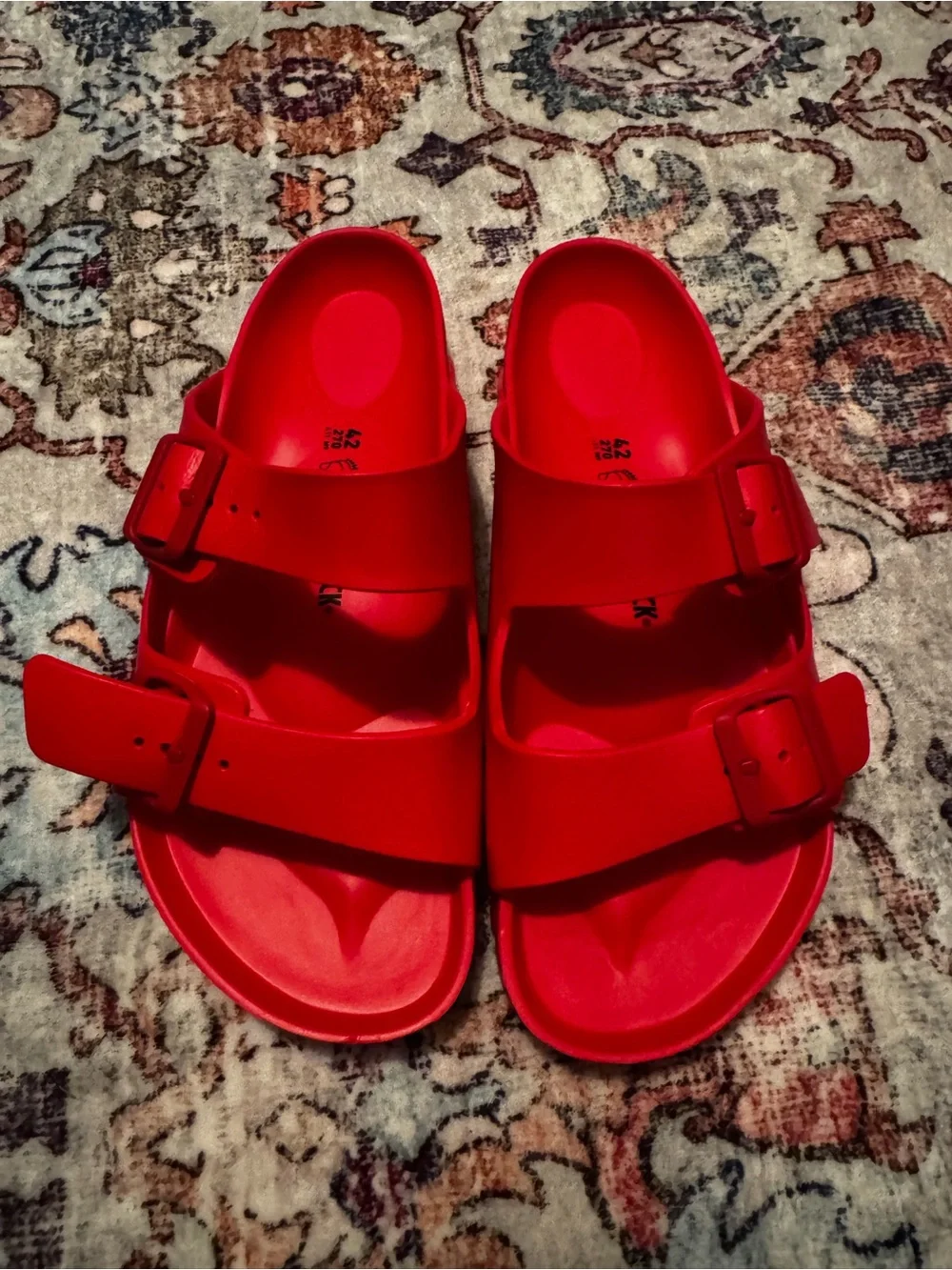 Birkenstock Men’s Red Two-Strap EVA Sandals NWOT